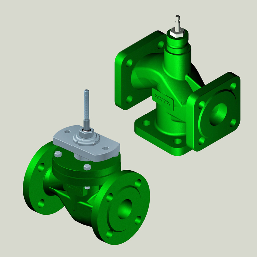 3-D модели двух- и трёхходовых регулирующих клапанов для серии АСТА ТЕРМОКОМПАКТ